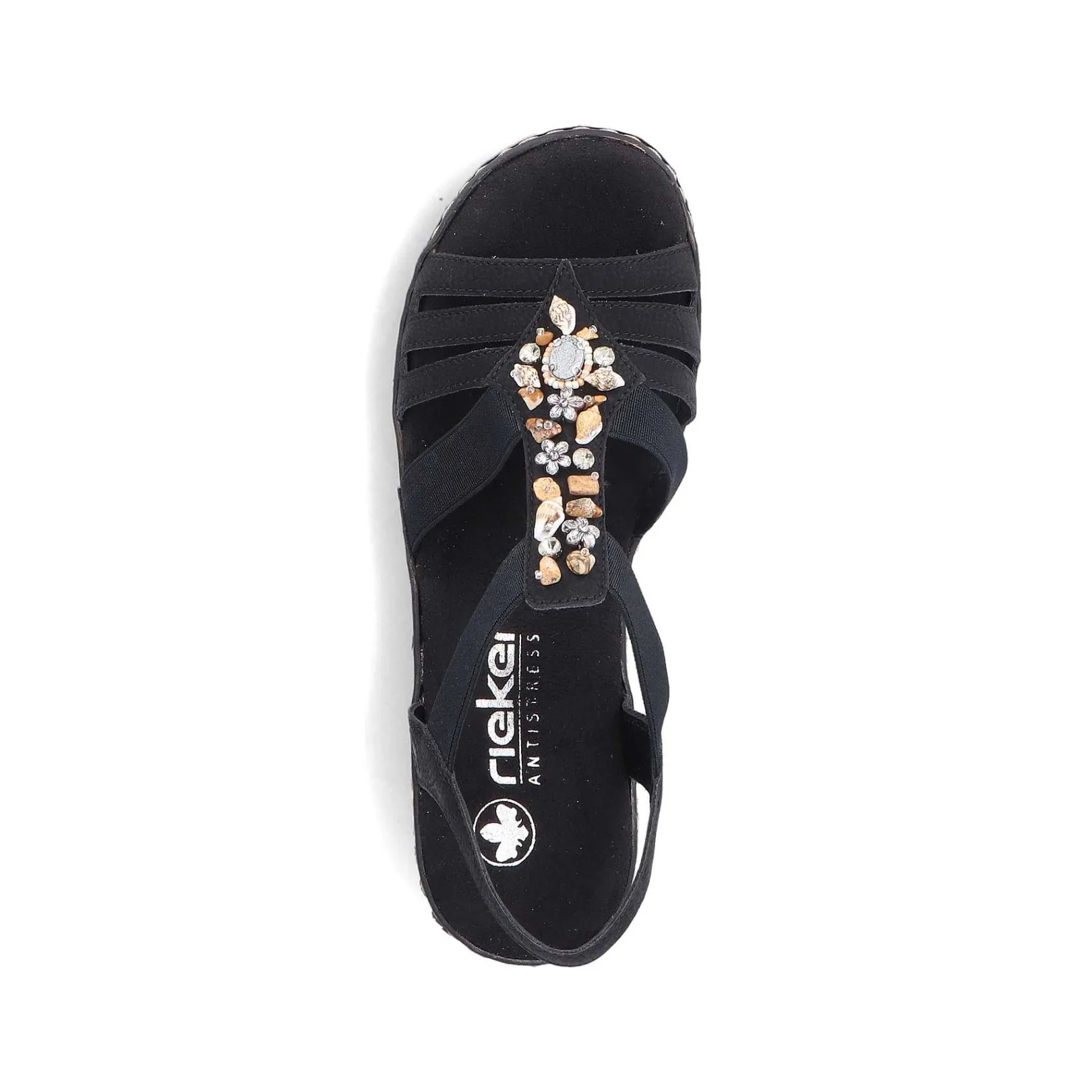 Clearance Women'S Wedge Sandals Midnight Black Ladies Heeled Shoes