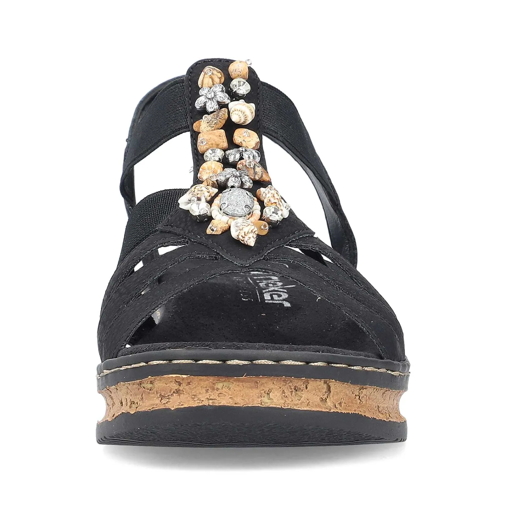 Clearance Women'S Wedge Sandals Midnight Black Ladies Heeled Shoes