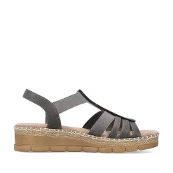 New Women'S Wedge Sandals Asphalt Gray Ladies Heeled Shoes