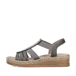 New Women'S Wedge Sandals Asphalt Gray Ladies Heeled Shoes