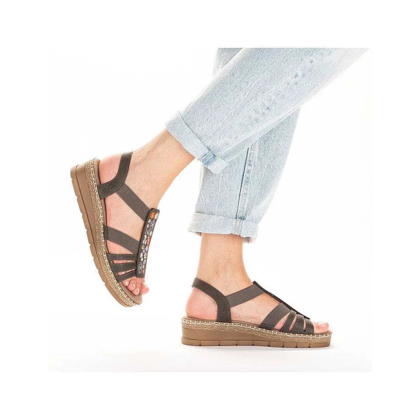 New Women'S Wedge Sandals Asphalt Gray Ladies Heeled Shoes