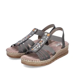 New Women'S Wedge Sandals Asphalt Gray Ladies Heeled Shoes