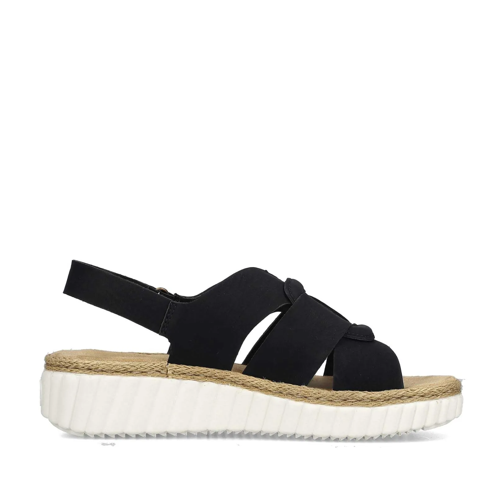 Outlet Women'S Wedge Sandals Jet Black Ladies Sandals & Sandals