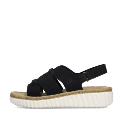 Outlet Women'S Wedge Sandals Jet Black Ladies Sandals & Sandals