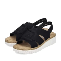 Outlet Women'S Wedge Sandals Jet Black Ladies Sandals & Sandals