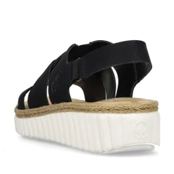 Outlet Women'S Wedge Sandals Jet Black Ladies Sandals & Sandals