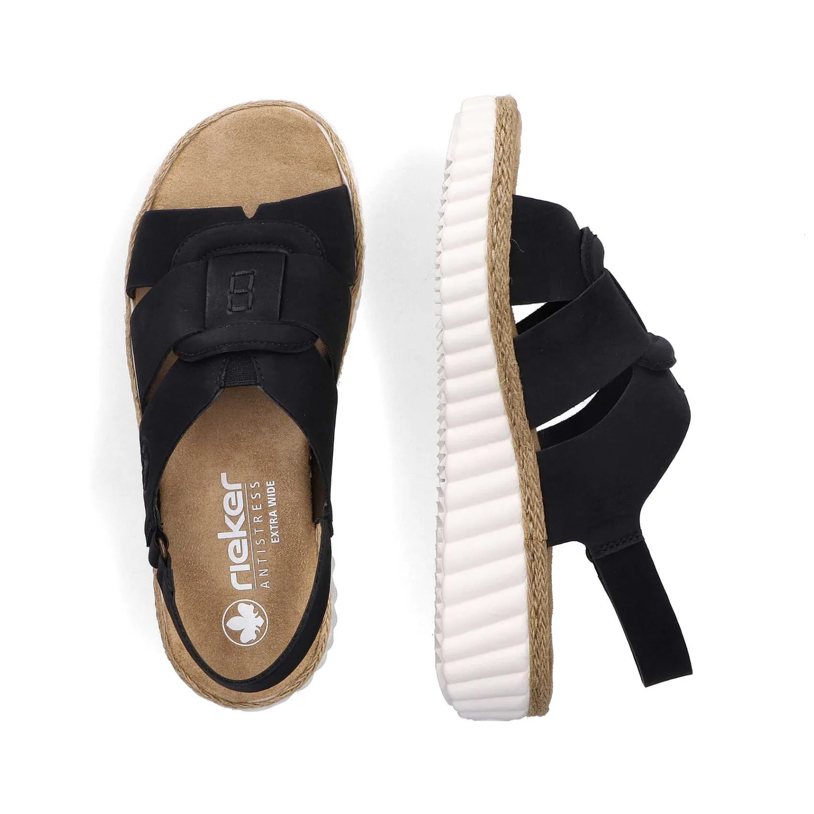 Outlet Women'S Wedge Sandals Jet Black Ladies Sandals & Sandals