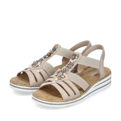 Clearance Women'S Wedge Sandals Cream Beige Ladies Heeled Shoes