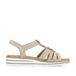 Clearance Women'S Wedge Sandals Cream Beige Ladies Heeled Shoes