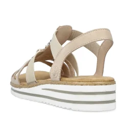 Clearance Women'S Wedge Sandals Cream Beige Ladies Heeled Shoes