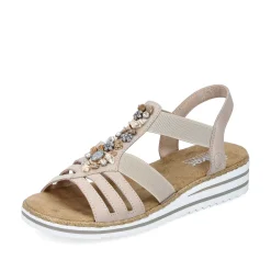 Clearance Women'S Wedge Sandals Cream Beige Ladies Heeled Shoes