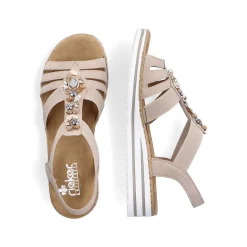 Clearance Women'S Wedge Sandals Cream Beige Ladies Heeled Shoes