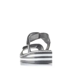 New Women'S Wedge Sandals Jet Black Ladies Heeled Shoes