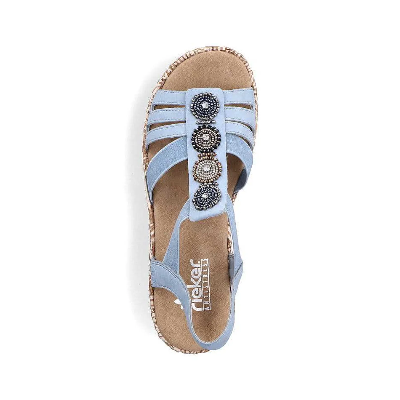 Hot Women'S Wedge Sandals Sky Blue-Beige Ladies Heeled Shoes
