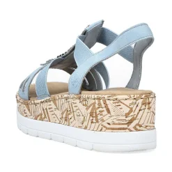 Hot Women'S Wedge Sandals Sky Blue-Beige Ladies Heeled Shoes