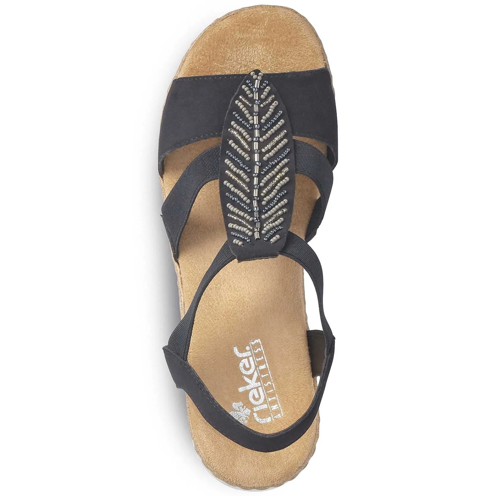 Women'S Wedge Sandals Jet Black Ladies Heeled Shoes