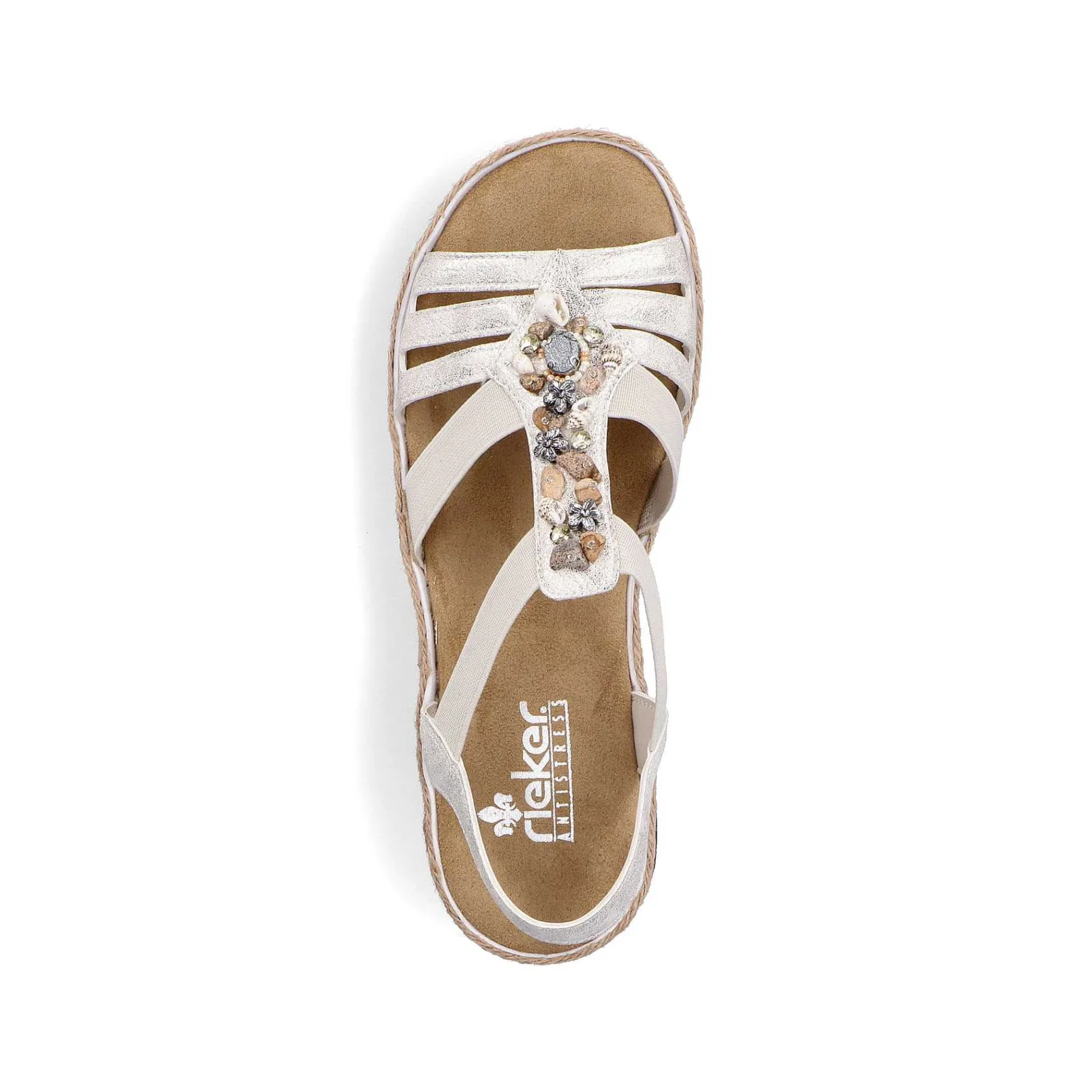 Clearance Women'S Wedge Sandals Beige Metallic Ladies Heeled Shoes