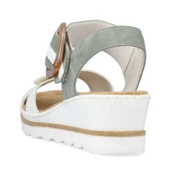 Online Women'S Wedge Sandals Mint Green-Lily White Ladies Heeled Shoes