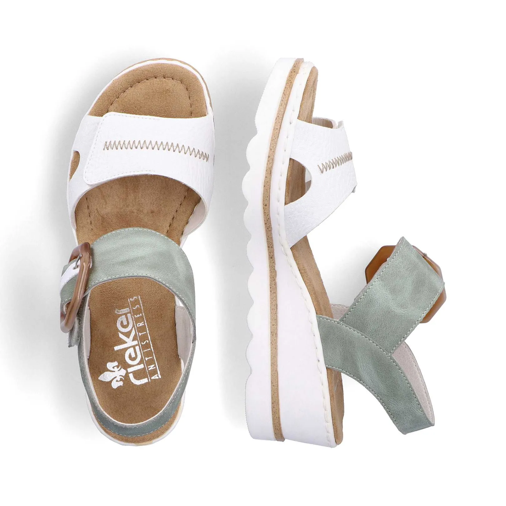Online Women'S Wedge Sandals Mint Green-Lily White Ladies Heeled Shoes