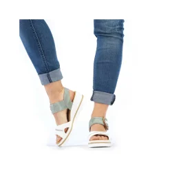 Online Women'S Wedge Sandals Mint Green-Lily White Ladies Heeled Shoes
