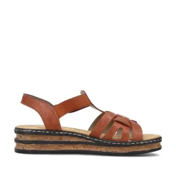 Sale Women'S Wedge Sandals Chestnut Brown Ladies Heeled Shoes
