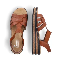 Sale Women'S Wedge Sandals Chestnut Brown Ladies Heeled Shoes