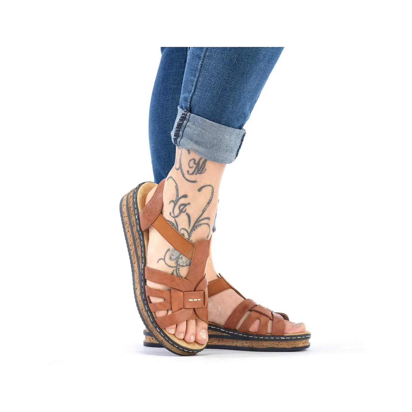 Sale Women'S Wedge Sandals Chestnut Brown Ladies Heeled Shoes