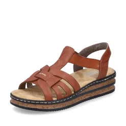 Sale Women'S Wedge Sandals Chestnut Brown Ladies Heeled Shoes