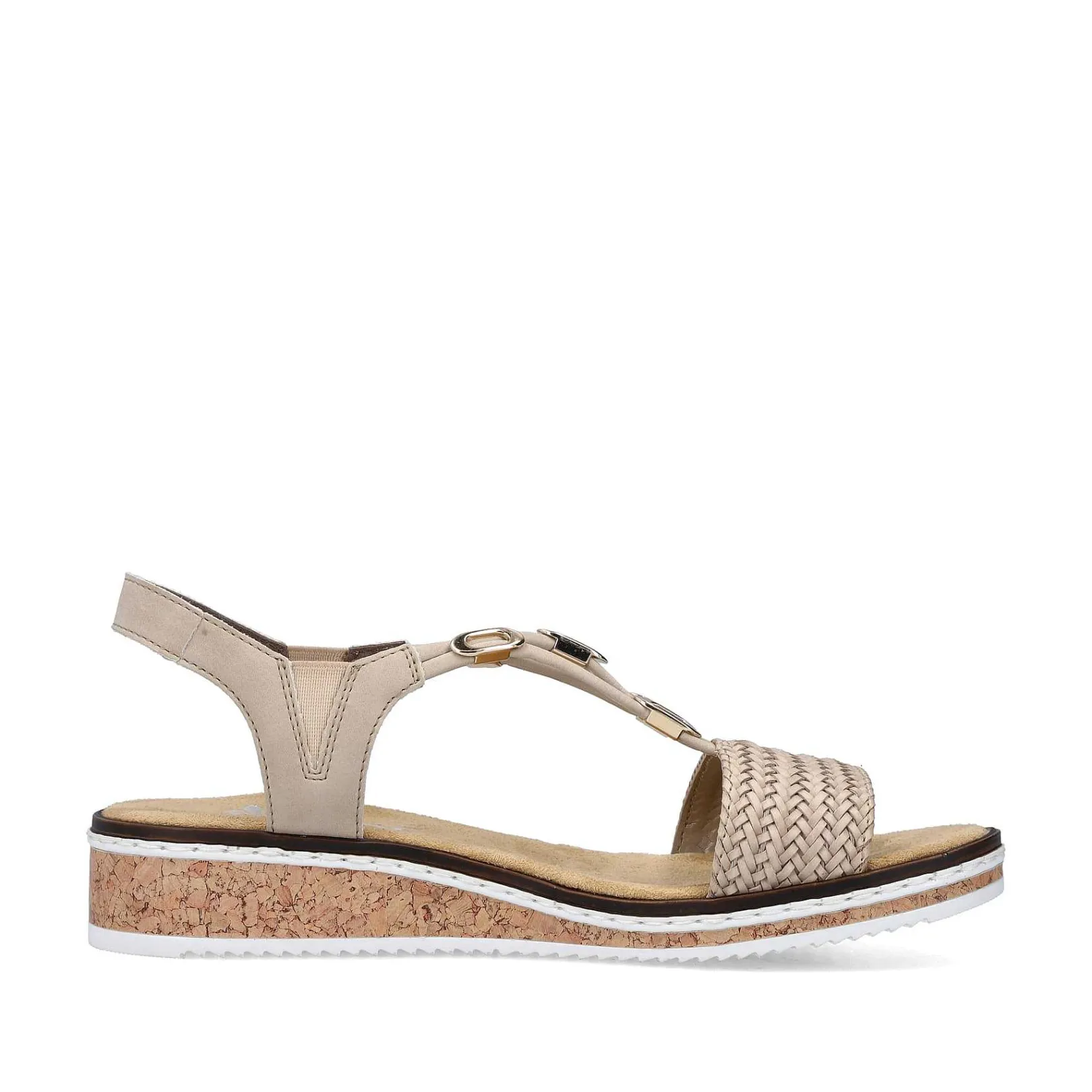 Discount Women'S Wedge Sandals Beige Ladies Heeled Shoes