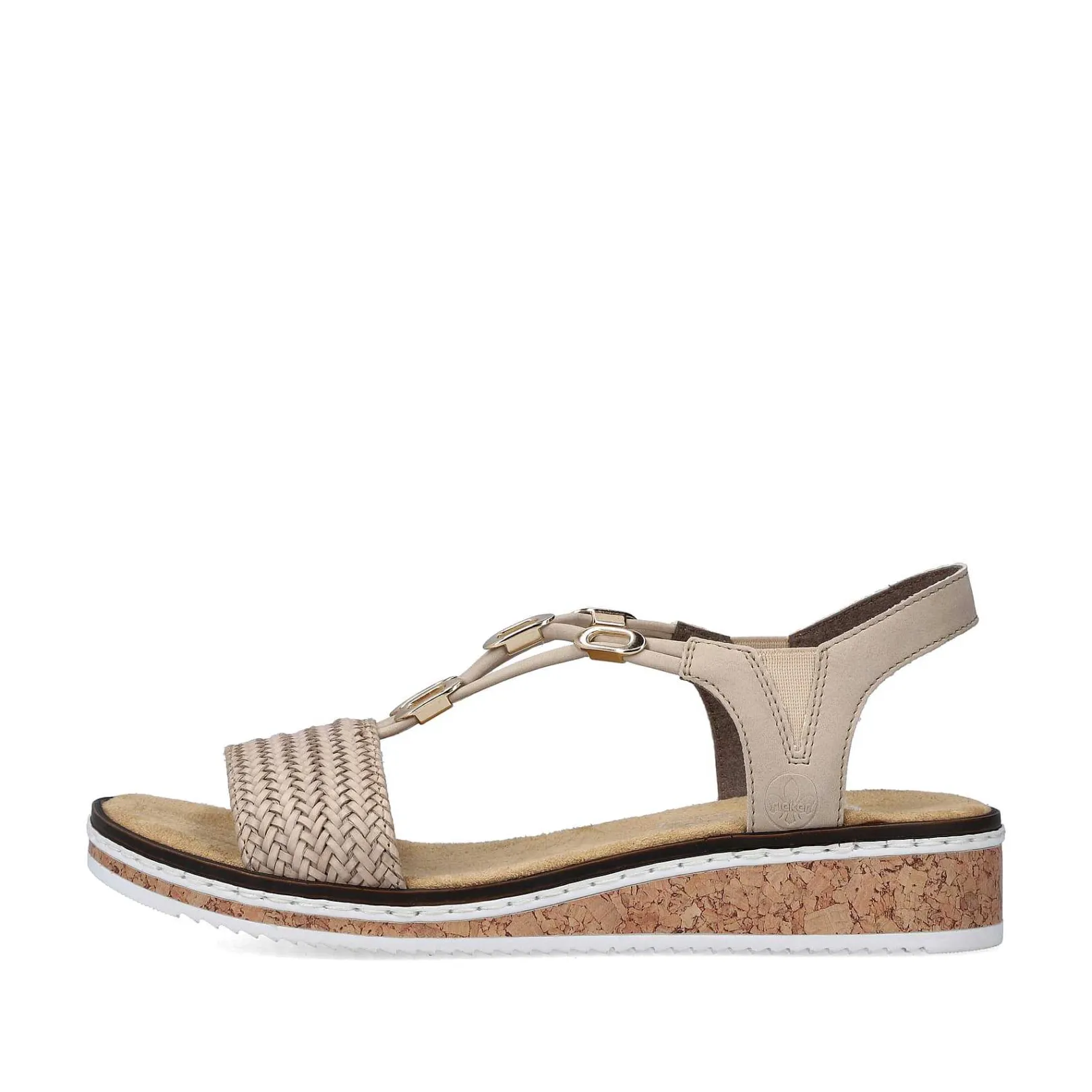 Discount Women'S Wedge Sandals Beige Ladies Heeled Shoes