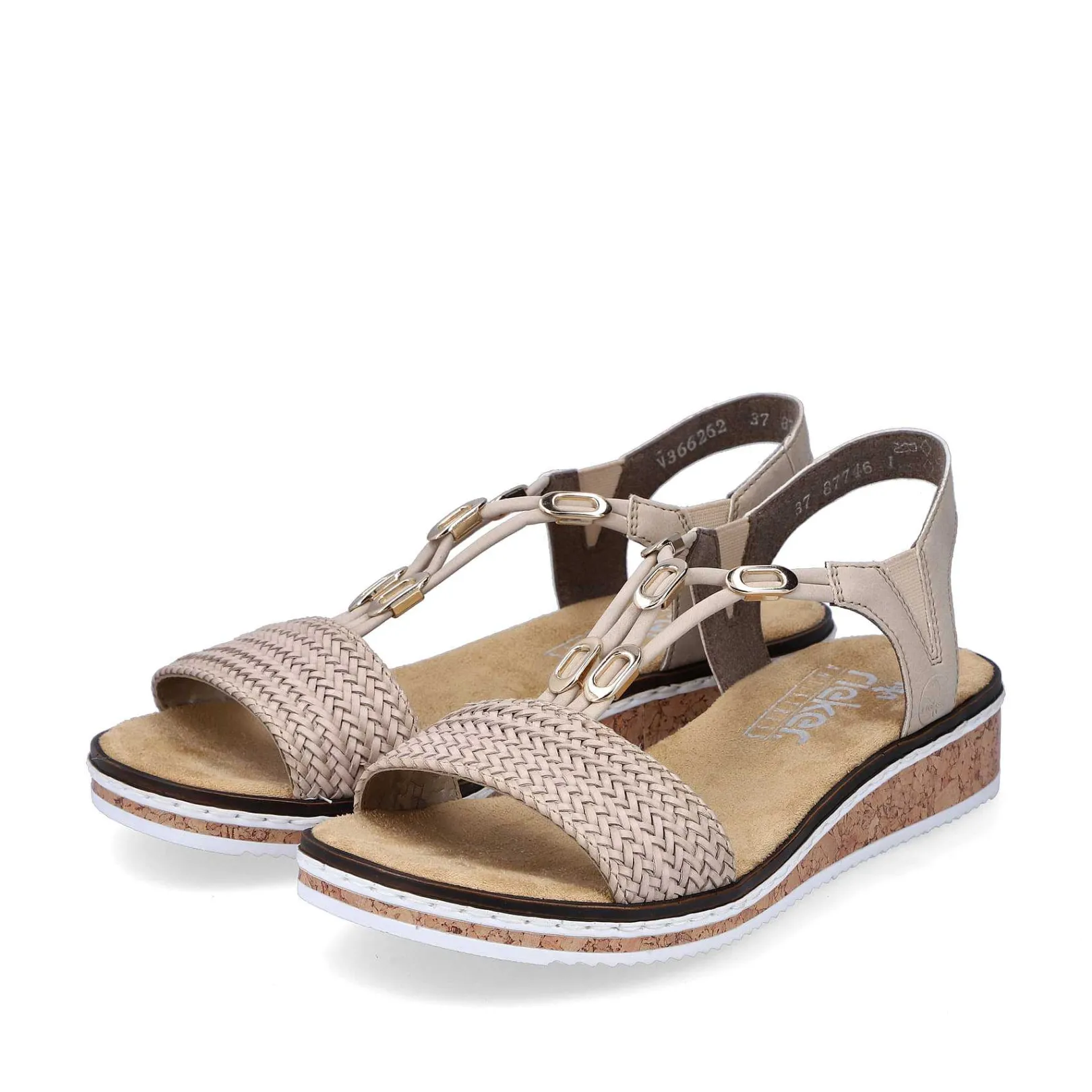 Discount Women'S Wedge Sandals Beige Ladies Heeled Shoes