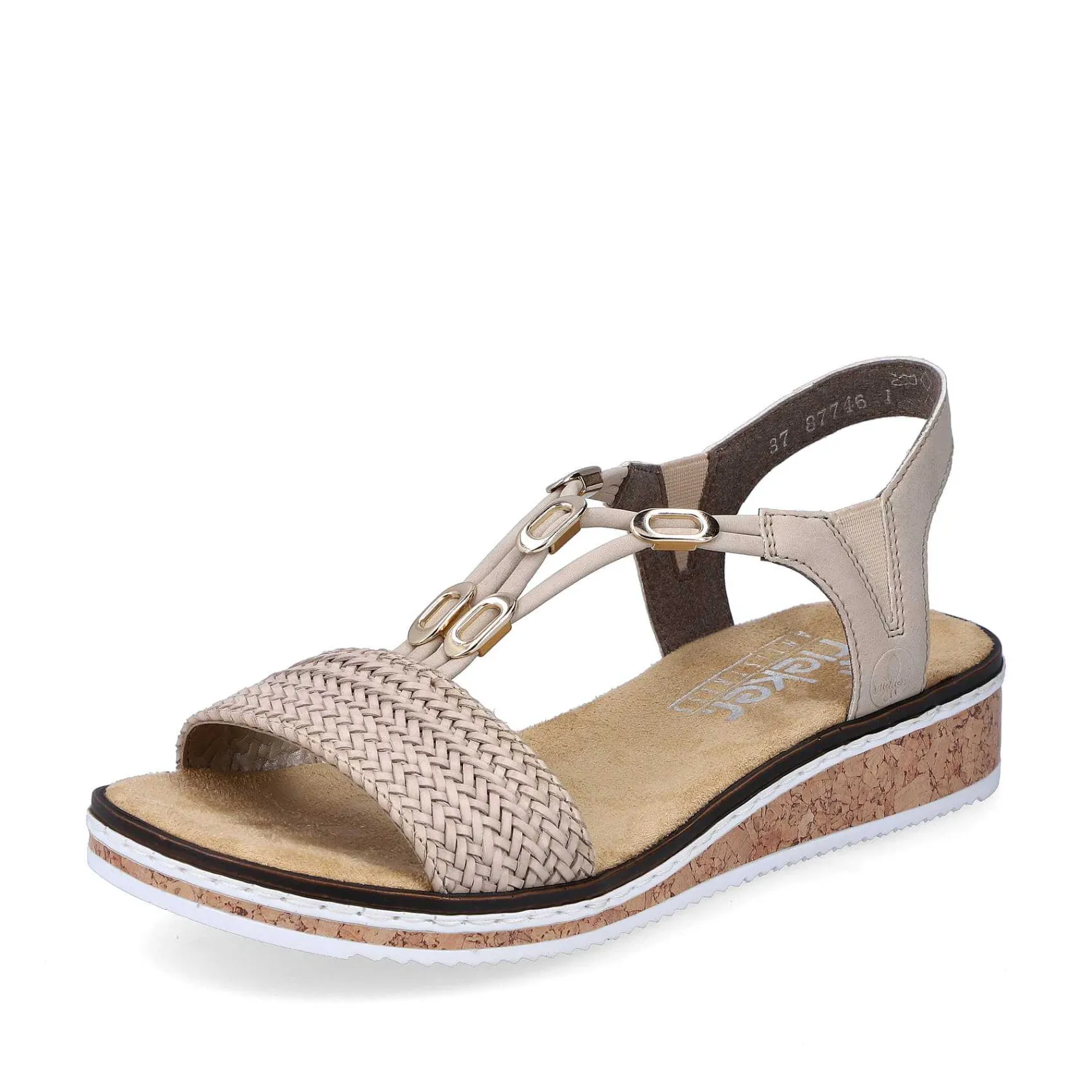 Discount Women'S Wedge Sandals Beige Ladies Heeled Shoes