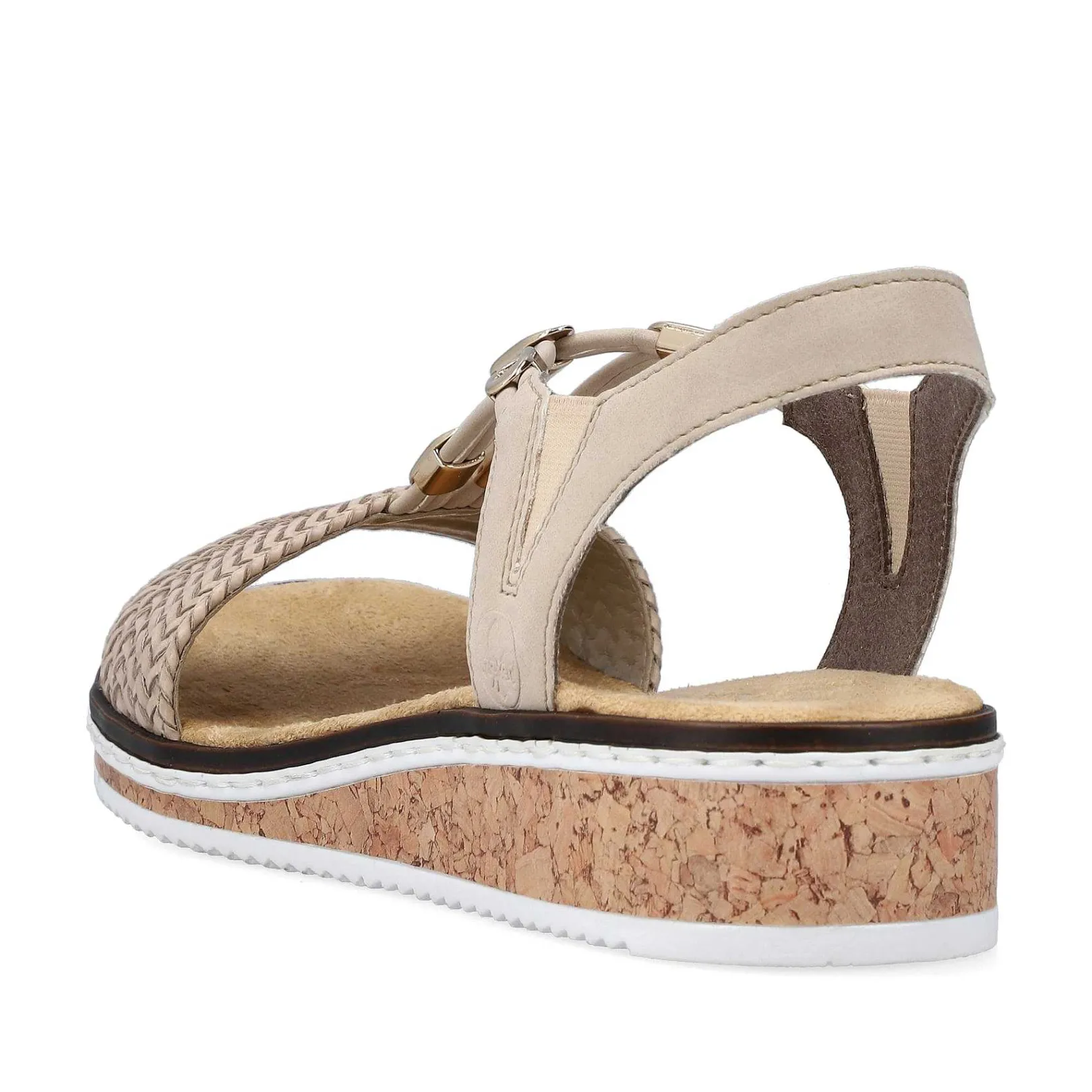 Discount Women'S Wedge Sandals Beige Ladies Heeled Shoes