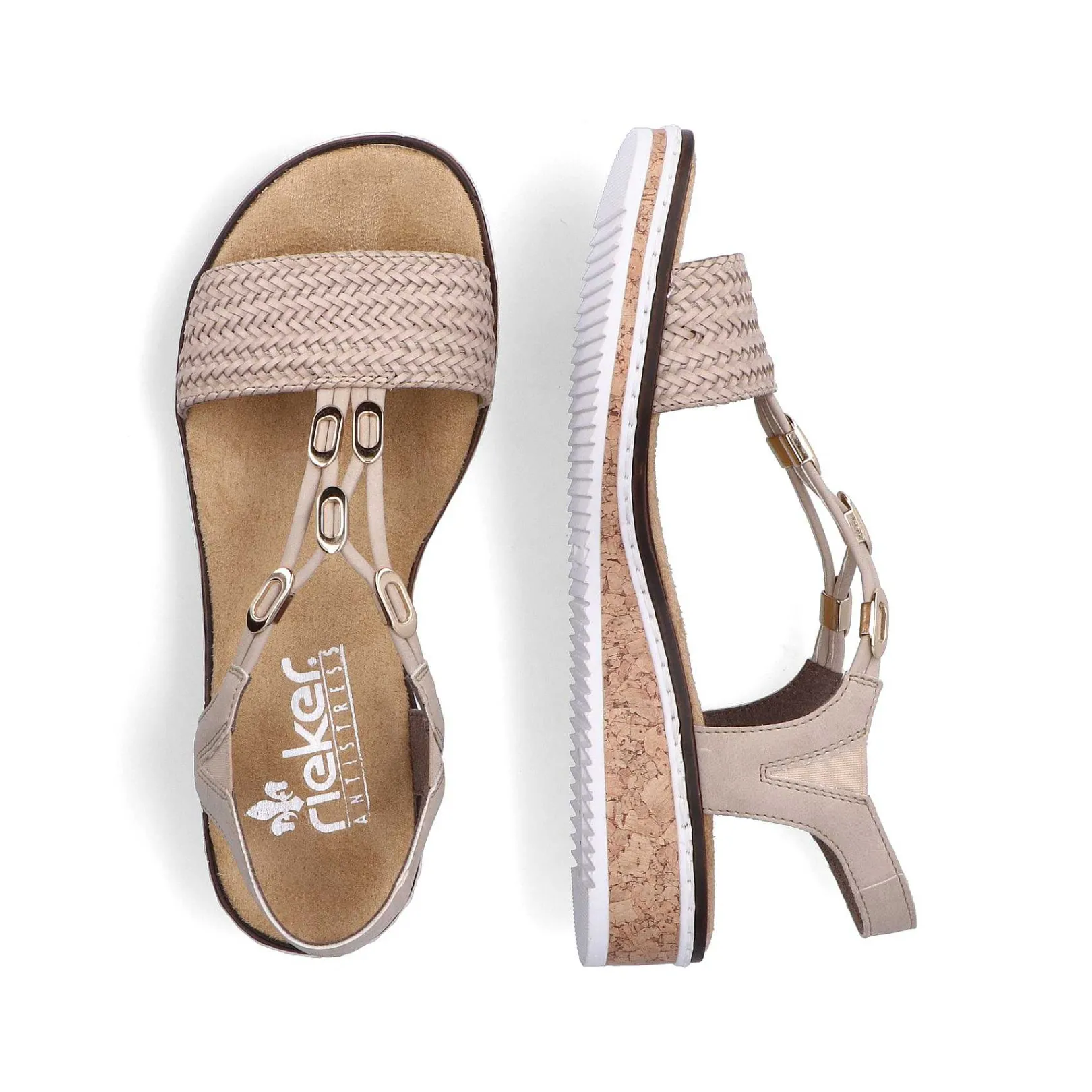 Discount Women'S Wedge Sandals Beige Ladies Heeled Shoes