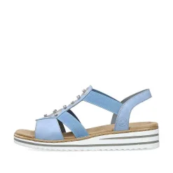 Discount Women'S Wedge Sandals Sky Blue-Light Beige Ladies Heeled Shoes