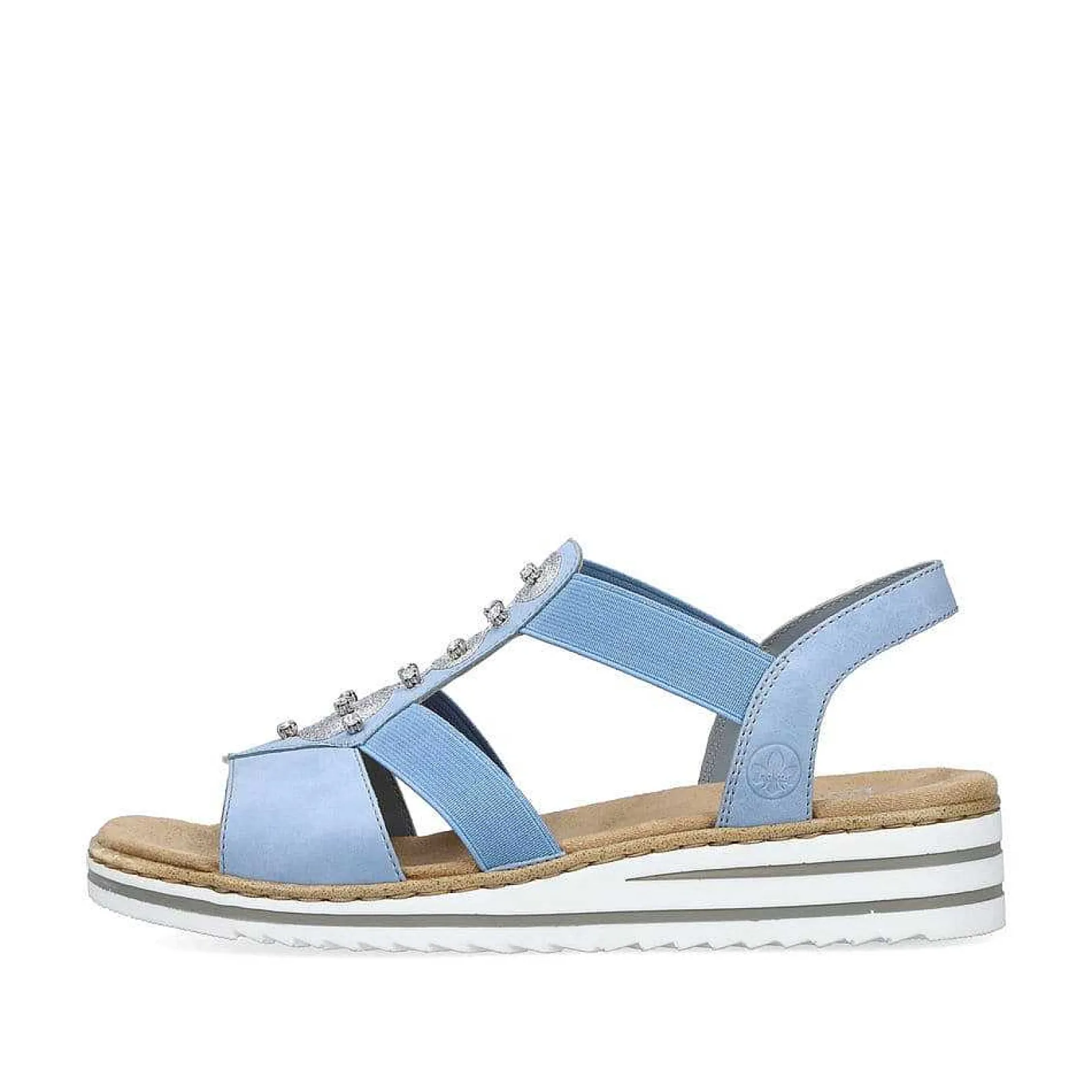 Discount Women'S Wedge Sandals Sky Blue-Light Beige Ladies Heeled Shoes