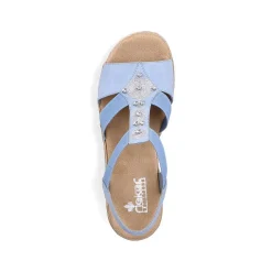 Discount Women'S Wedge Sandals Sky Blue-Light Beige Ladies Heeled Shoes