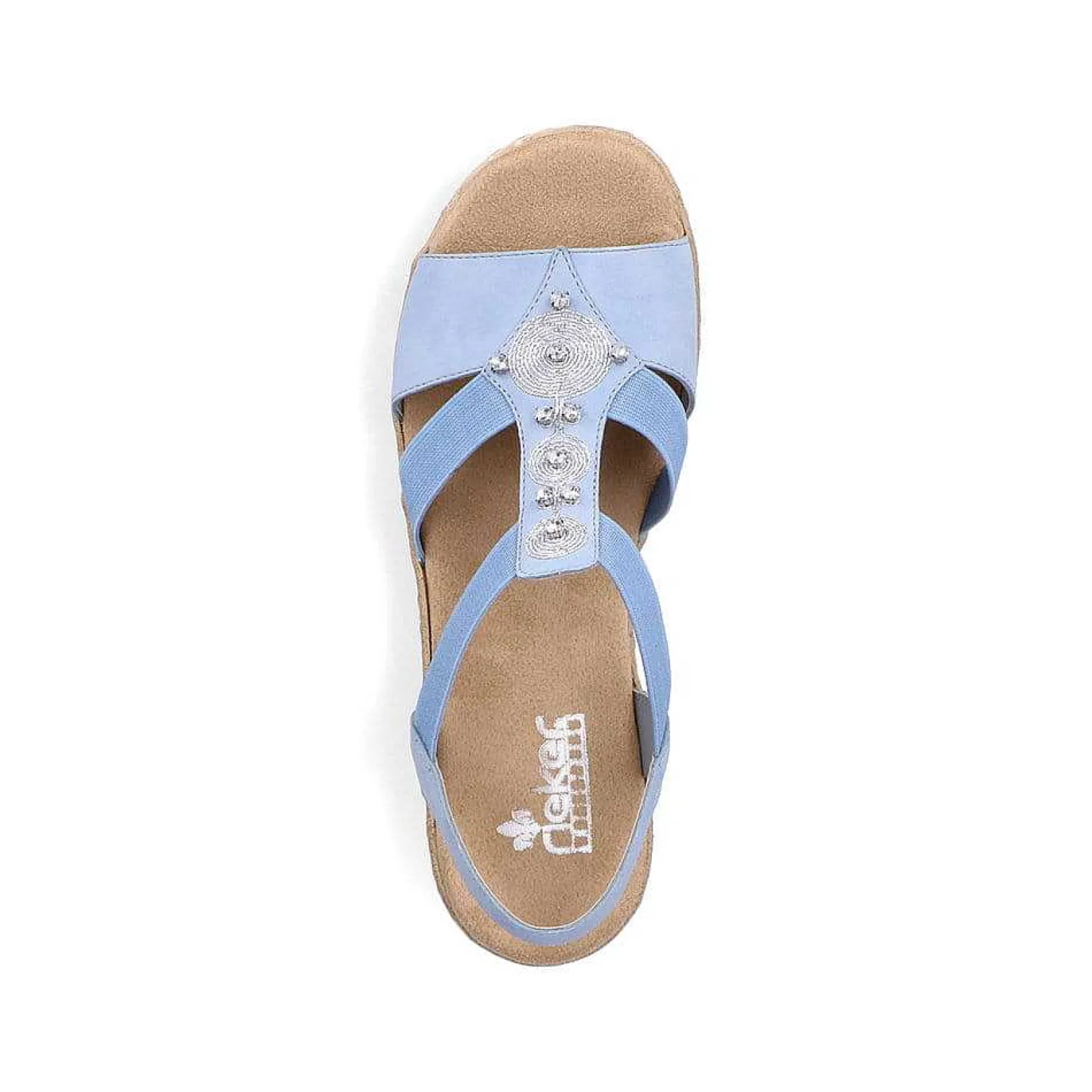Discount Women'S Wedge Sandals Sky Blue-Light Beige Ladies Heeled Shoes