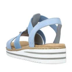 Discount Women'S Wedge Sandals Sky Blue-Light Beige Ladies Heeled Shoes