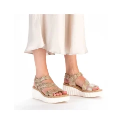Discount Women'S Wedge Sandals Multi-Bronze Metallic Ladies Heeled Shoes