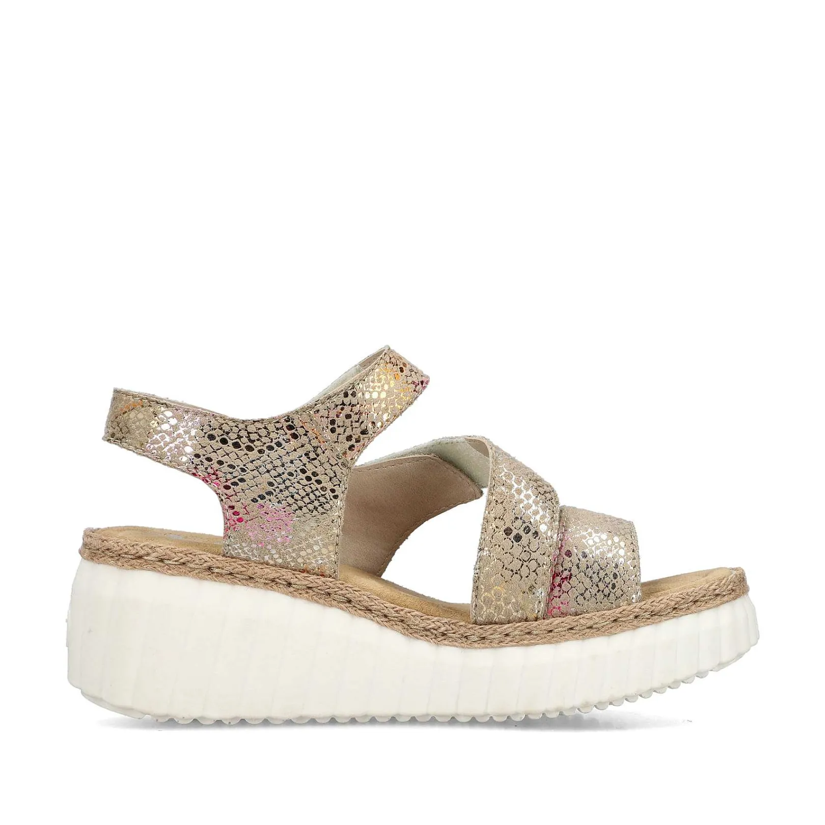 Discount Women'S Wedge Sandals Multi-Bronze Metallic Ladies Heeled Shoes