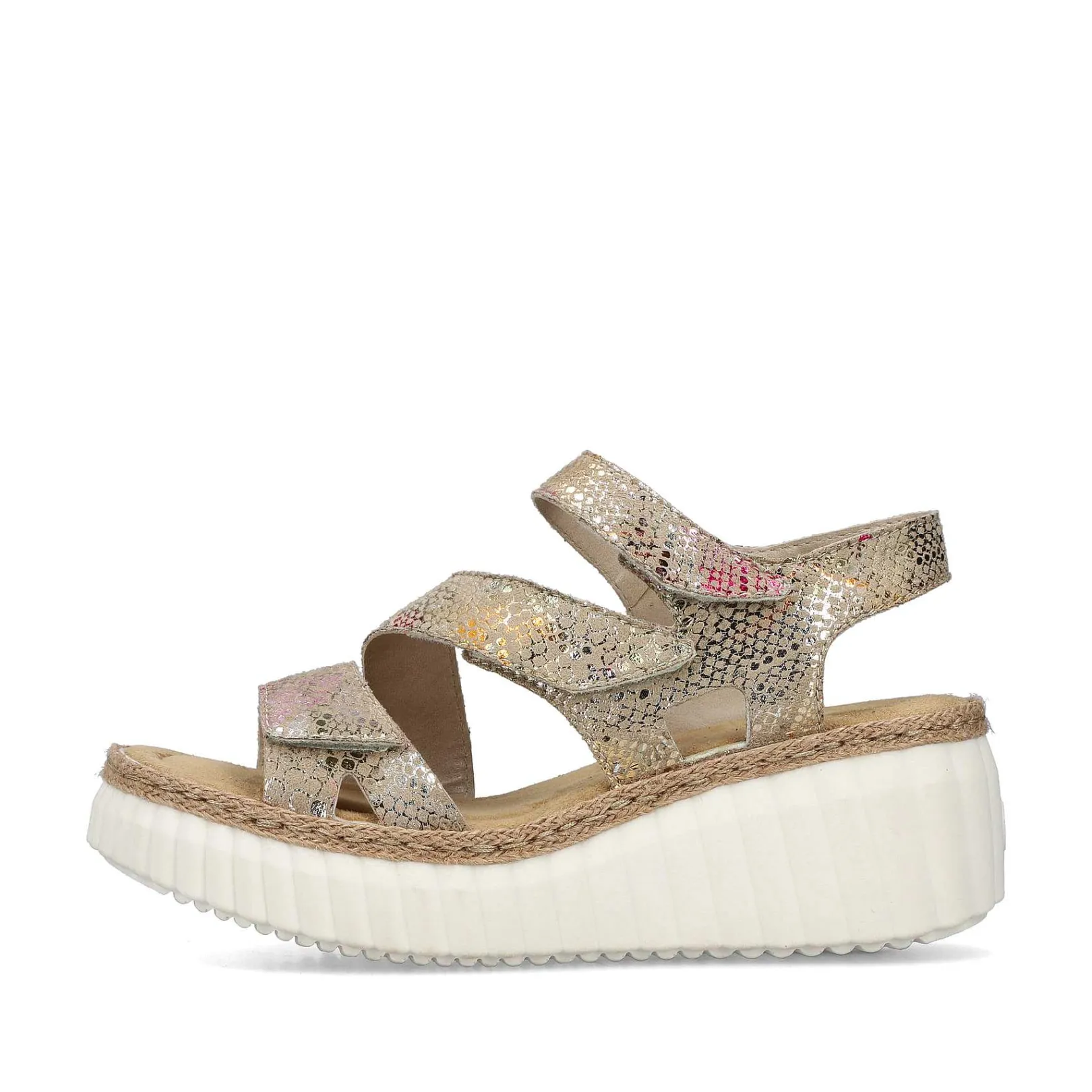 Discount Women'S Wedge Sandals Multi-Bronze Metallic Ladies Heeled Shoes