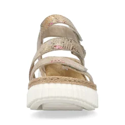 Discount Women'S Wedge Sandals Multi-Bronze Metallic Ladies Heeled Shoes