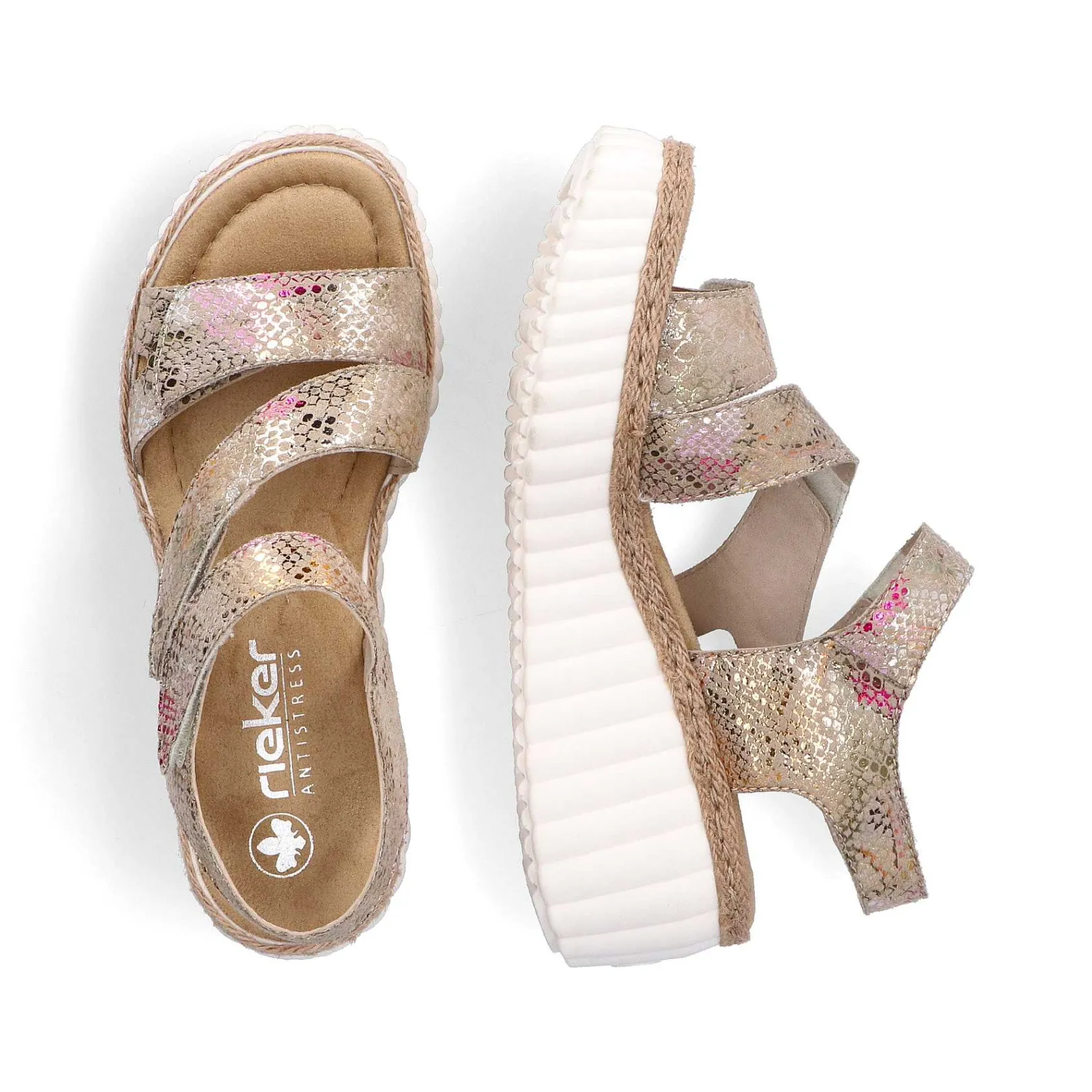 Discount Women'S Wedge Sandals Multi-Bronze Metallic Ladies Heeled Shoes