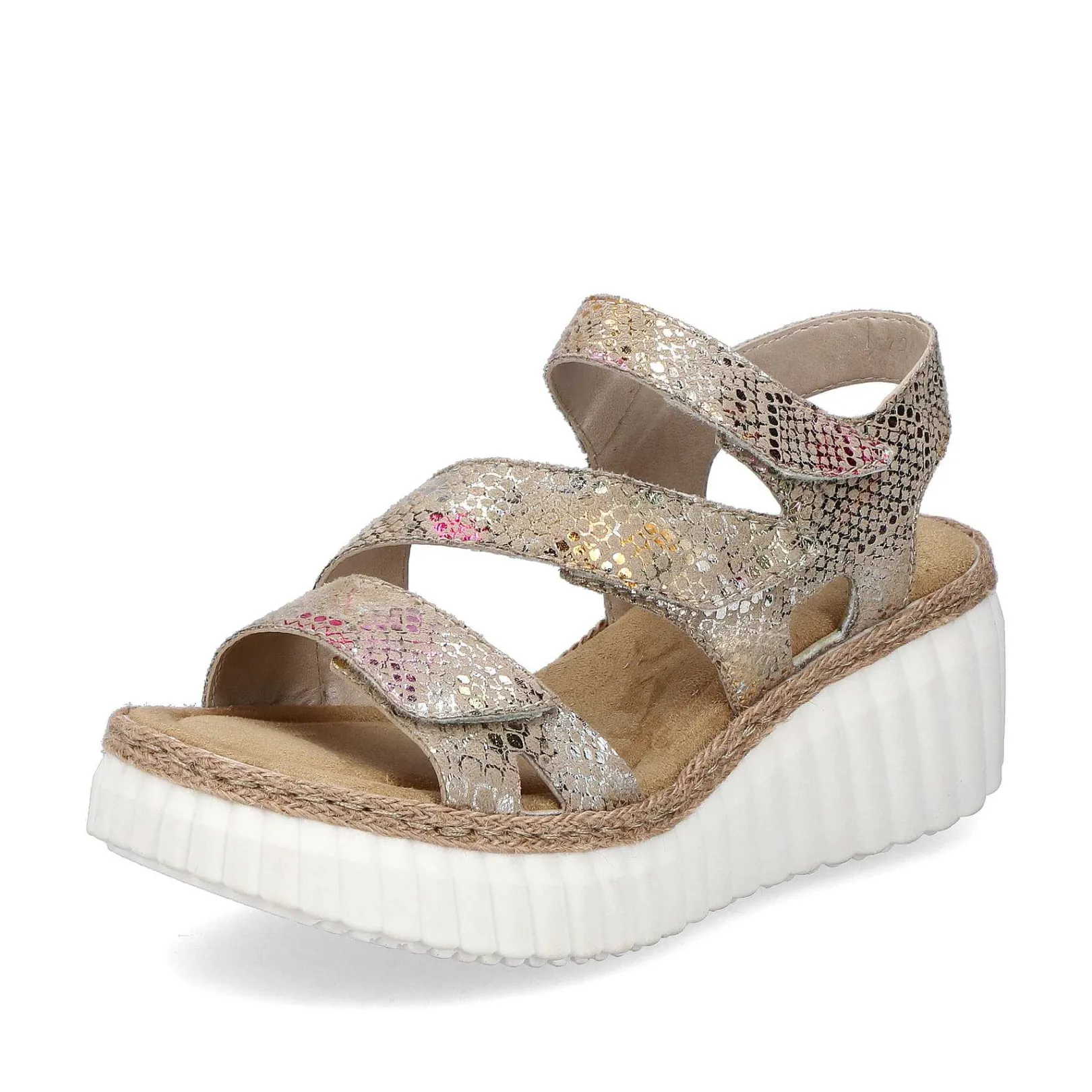 Discount Women'S Wedge Sandals Multi-Bronze Metallic Ladies Heeled Shoes