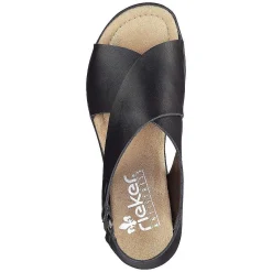 Outlet Women'S Wedge Sandals Jet Black Ladies Heeled Shoes