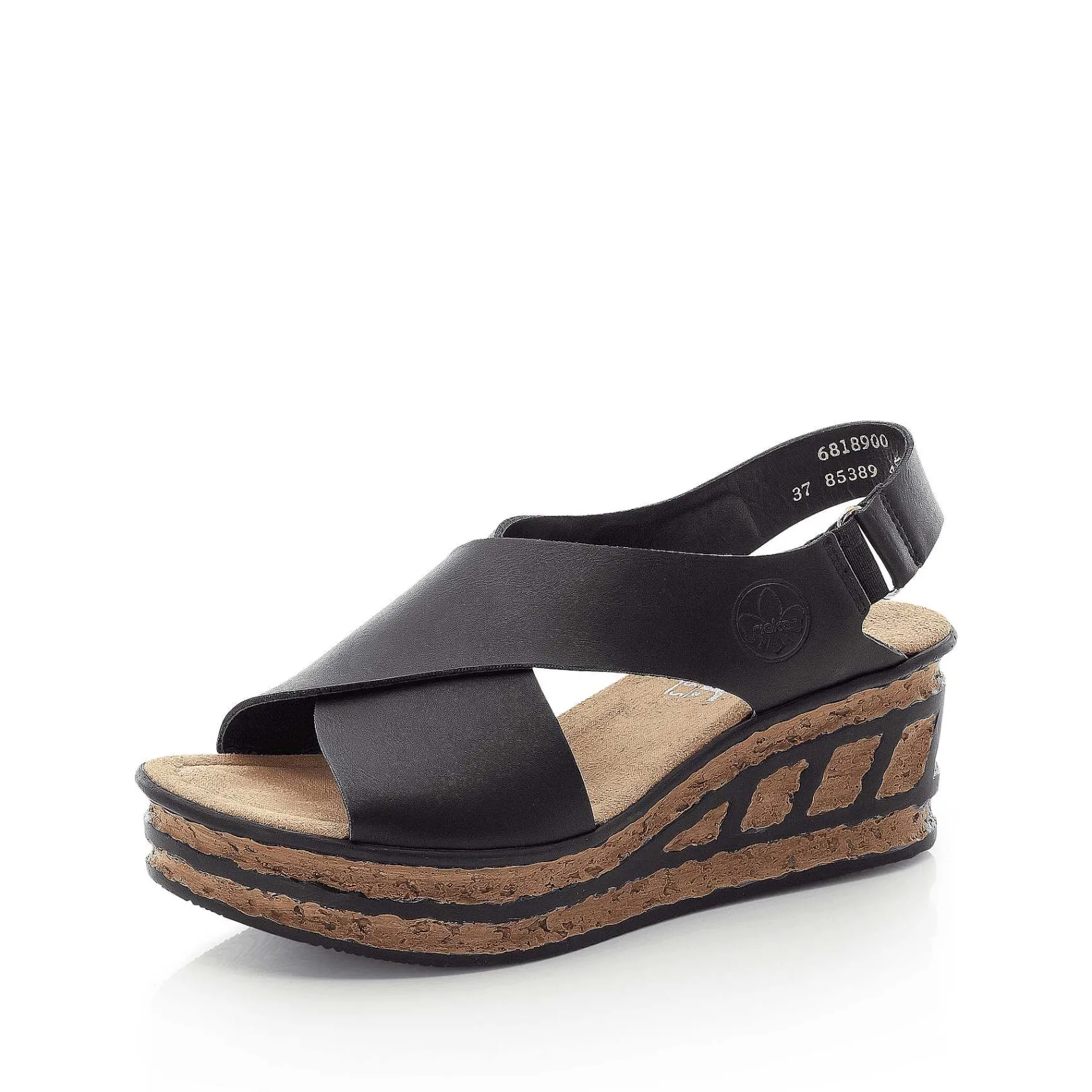 Outlet Women'S Wedge Sandals Jet Black Ladies Heeled Shoes