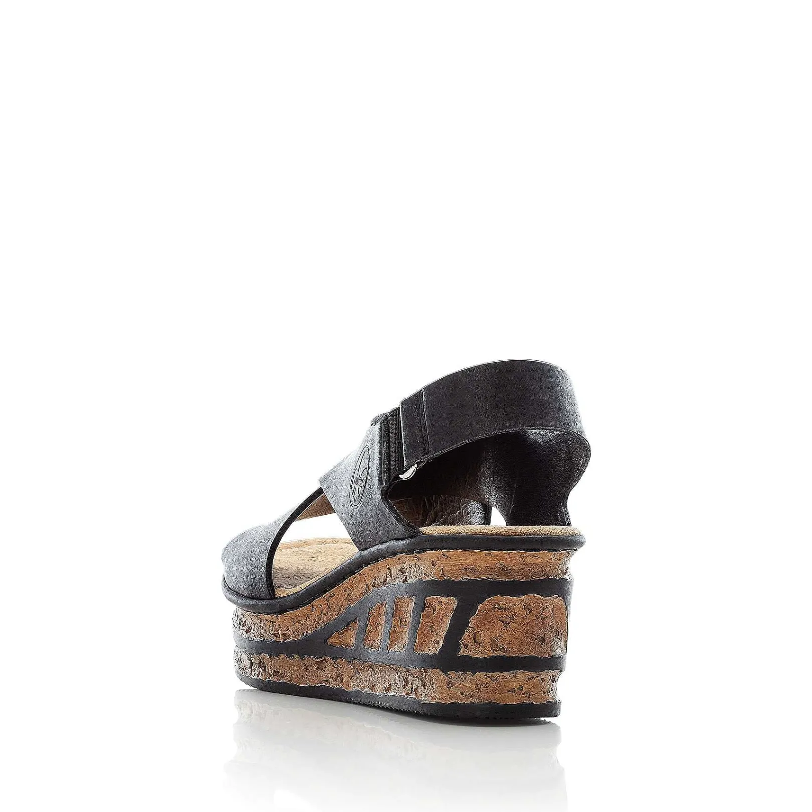 Outlet Women'S Wedge Sandals Jet Black Ladies Heeled Shoes