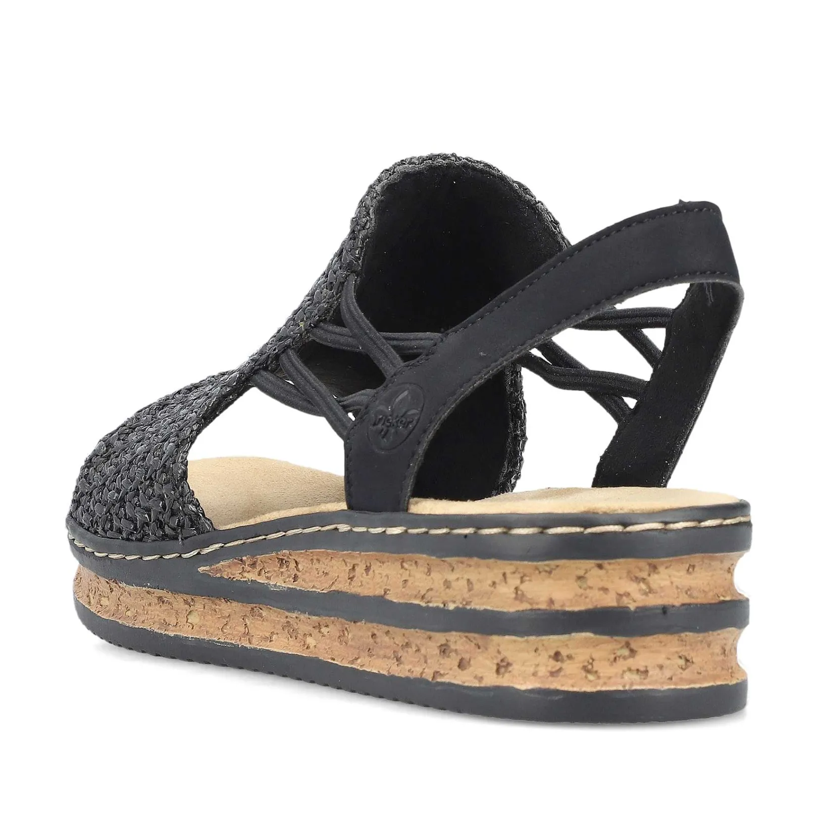 Women'S Wedge Sandals Asphalt Black Ladies Heeled Shoes