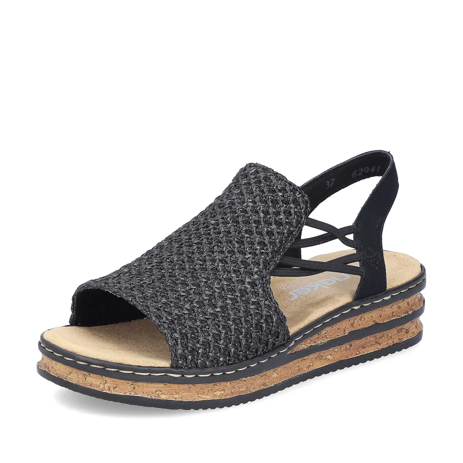 Women'S Wedge Sandals Asphalt Black Ladies Heeled Shoes